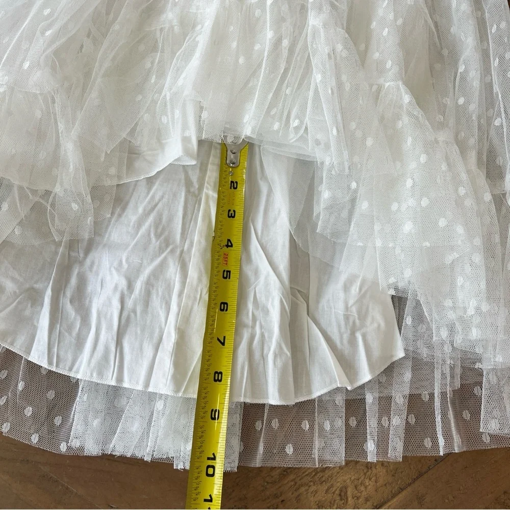Trish Scully Swiss Dot Tulle Lace Hi Low Dress Girls 5 White Wedding Communion